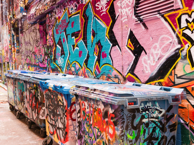 melbourne-laneway-street-art-victoria Colorful laneway street art in Melbourne’s city centre, showcasing local creativity and urban culture