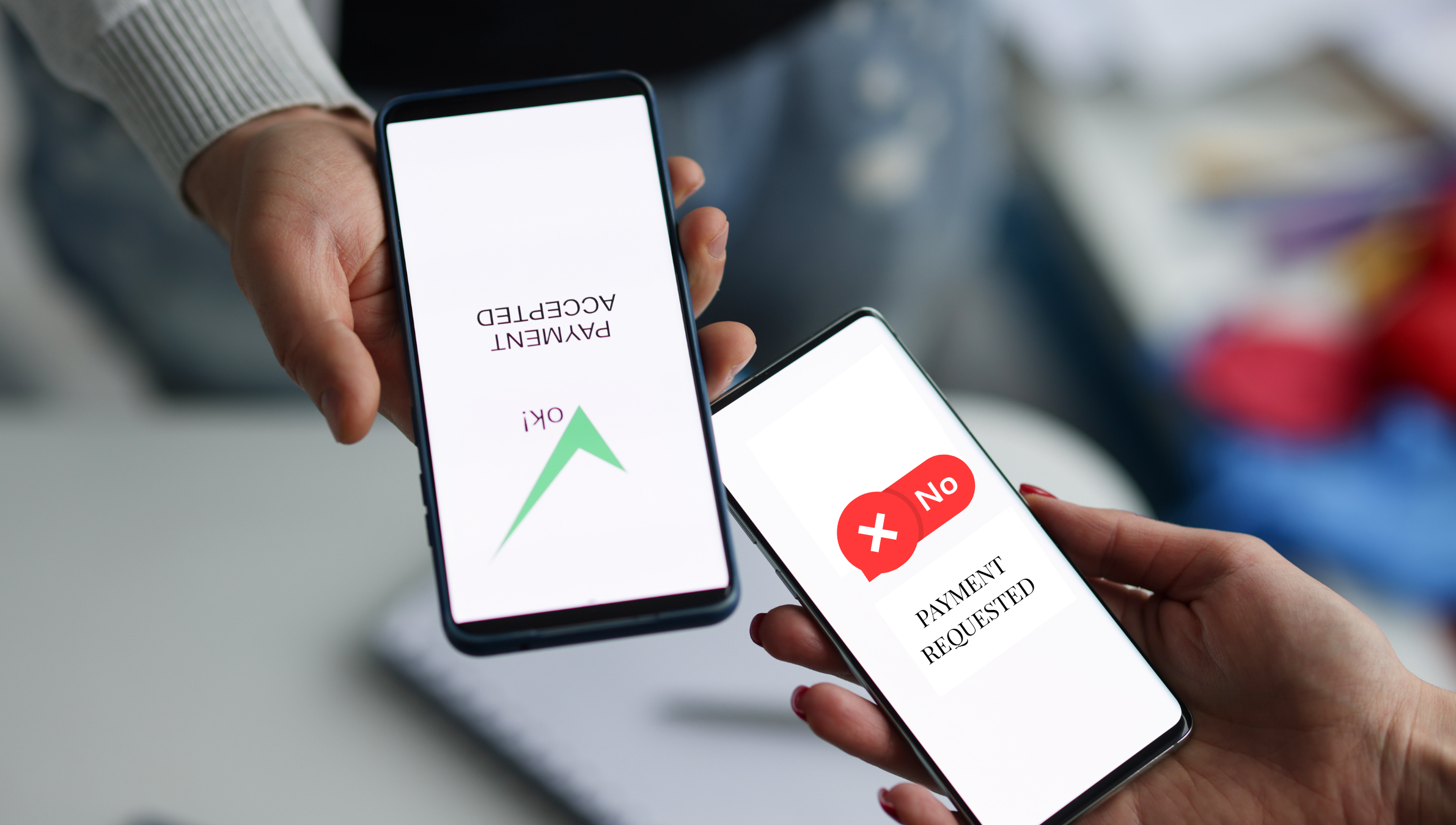 Scam message requesting payment declined by user on mobile screen with warning alert