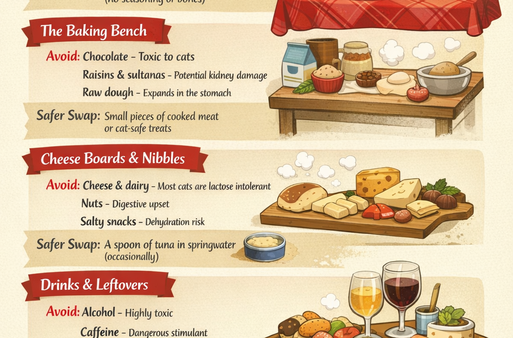 Festive foods cats can’t eat at Christmas including ham, chocolate, raisins, alcohol and cooked bones